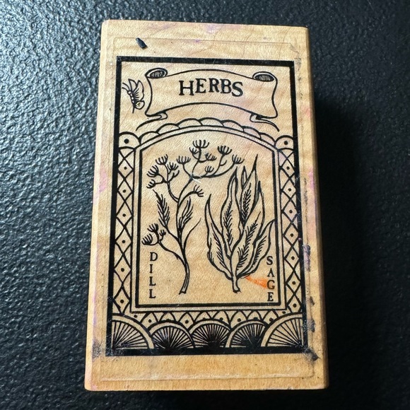 Hampton Art Stamps 1993 Vintage HERB PACKET H898 Wood Mounted Rubber Stamp - Picture 2 of 7